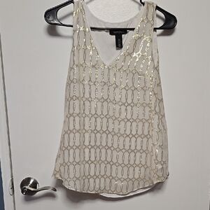 White and Gold Sleeveless Top